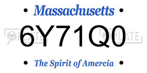 6Y71Q0 Massachusetts License Plate