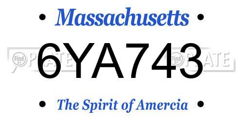 6YA743 Massachusetts License Plate