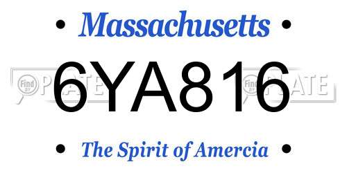 6YA816 Massachusetts License Plate
