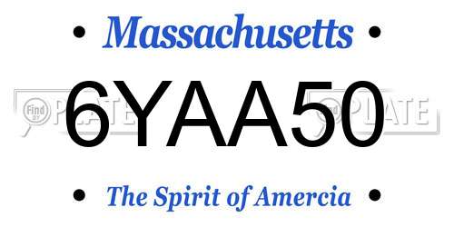 6YAA50 Massachusetts License Plate