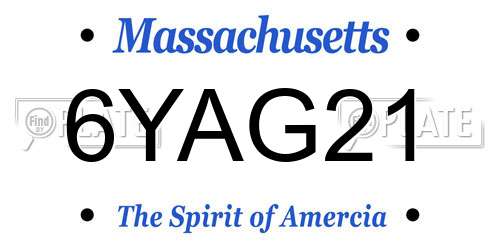 6YAG21 Massachusetts License Plate