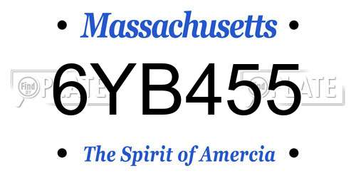 6YB455 Massachusetts License Plate