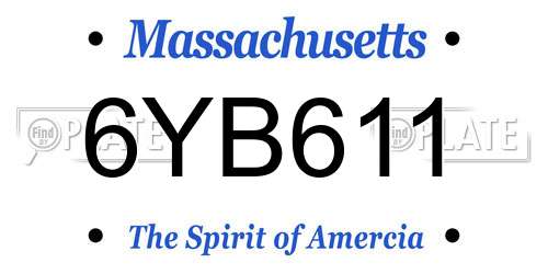 6YB611 Massachusetts License Plate