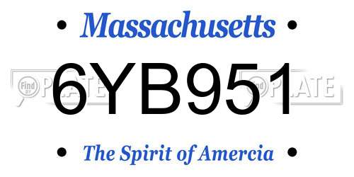 6YB951 Massachusetts License Plate