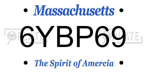 6YBP69 Massachusetts License Plate