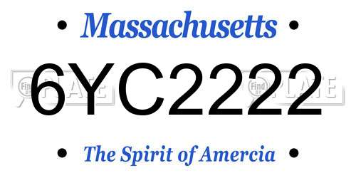 6YC2222 Massachusetts License Plate