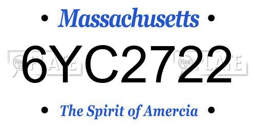 6YC2722 Massachusetts License Plate