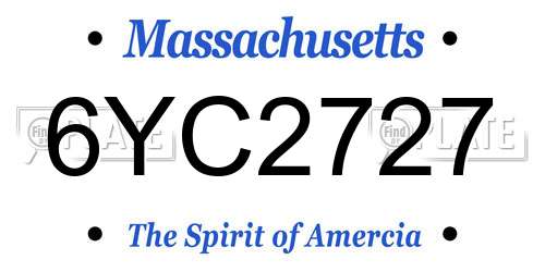 6YC2727 Massachusetts License Plate