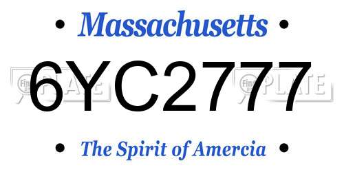 6YC2777 Massachusetts License Plate