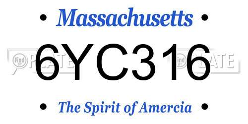 6YC316 Massachusetts License Plate
