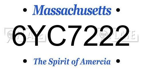 6YC7222 Massachusetts License Plate