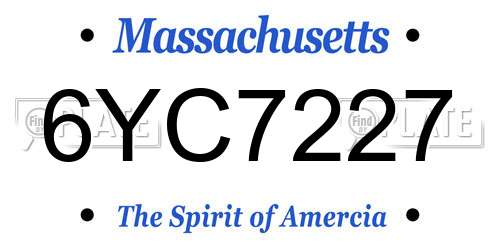 6YC7227 Massachusetts License Plate