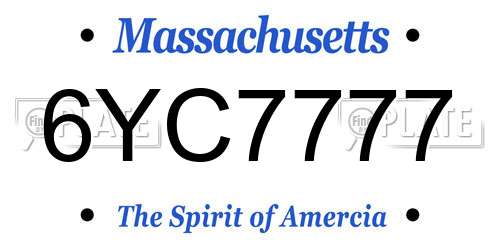 6YC7777 Massachusetts License Plate