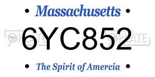 6YC852 Massachusetts License Plate