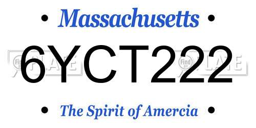 6YCT222 Massachusetts License Plate