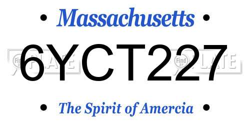 6YCT227 Massachusetts License Plate