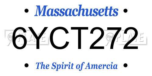 6YCT272 Massachusetts License Plate