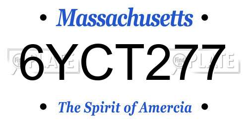6YCT277 Massachusetts License Plate