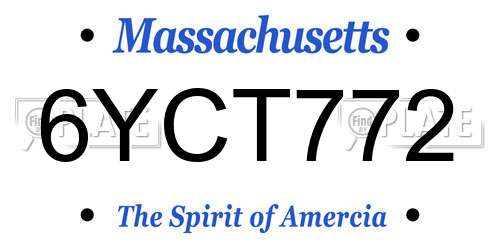 6YCT772 Massachusetts License Plate