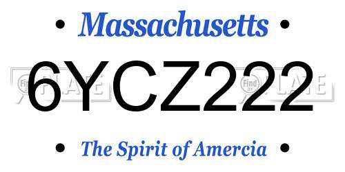 6YCZ222 Massachusetts License Plate