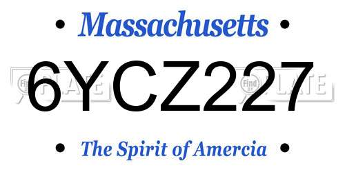 6YCZ227 Massachusetts License Plate