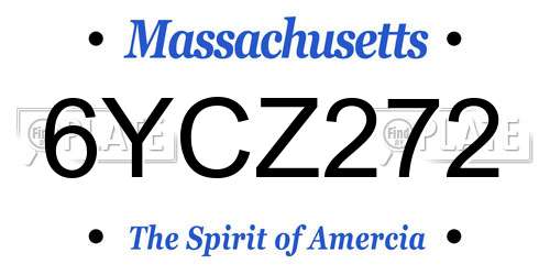 6YCZ272 Massachusetts License Plate