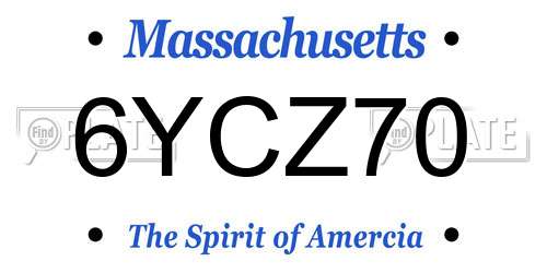 6YCZ70 Massachusetts License Plate