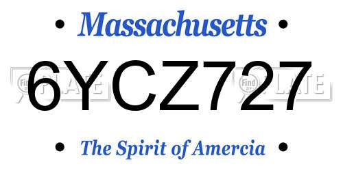 6YCZ727 Massachusetts License Plate