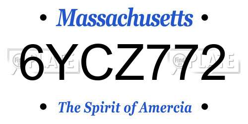 6YCZ772 Massachusetts License Plate
