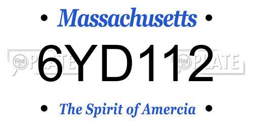 6YD112 Massachusetts License Plate