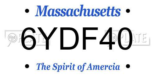 6YDF40 Massachusetts License Plate