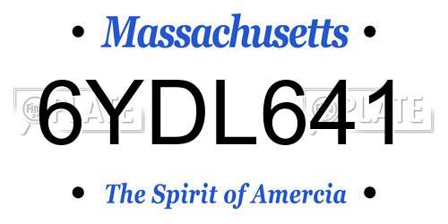 6YDL641 Massachusetts License Plate