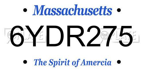 6YDR275 Massachusetts License Plate