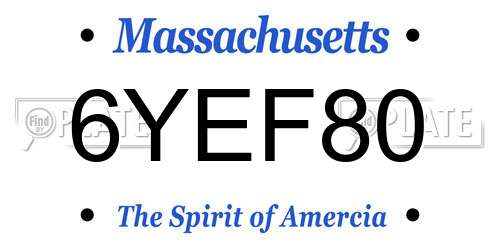 6YEF80 Massachusetts License Plate