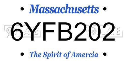 6YFB202 Massachusetts License Plate