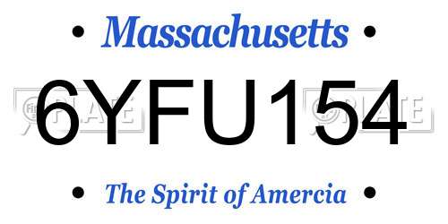 6YFU154 Massachusetts License Plate