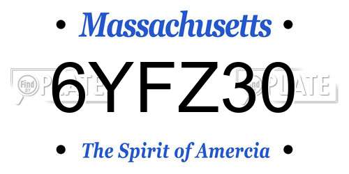 6YFZ30 Massachusetts License Plate