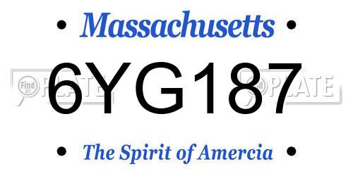 6YG187 Massachusetts License Plate