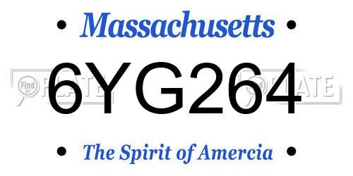 6YG264 Massachusetts License Plate