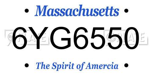 6YG6550 Massachusetts License Plate