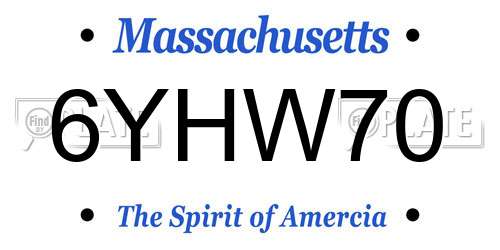 6YHW70 Massachusetts License Plate