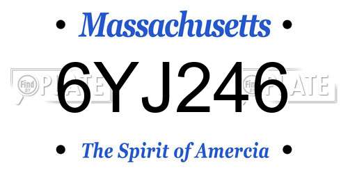6YJ246 Massachusetts License Plate