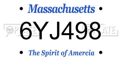 6YJ498 Massachusetts License Plate