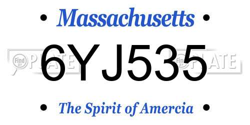 6YJ535 Massachusetts License Plate