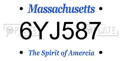 6YJ587 Massachusetts License Plate