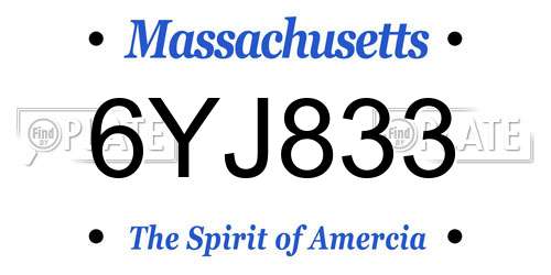 6YJ833 Massachusetts License Plate