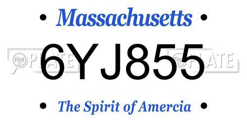 6YJ855 Massachusetts License Plate