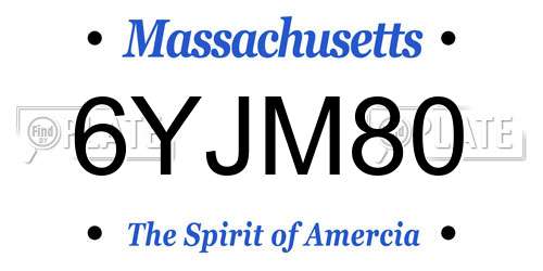 6YJM80 Massachusetts License Plate