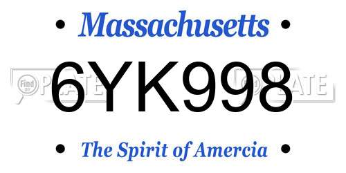 6YK998 Massachusetts License Plate
