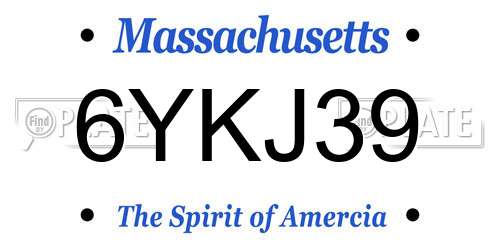 6YKJ39 Massachusetts License Plate